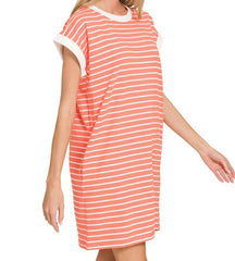 Striped Contrast T-Shirt Dress