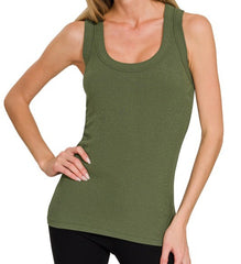 Ribbed Scoop Neck Tank Top