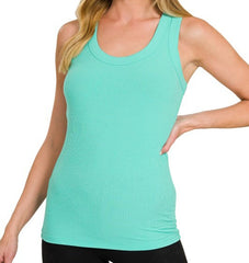 Ribbed Scoop Neck Tank Top