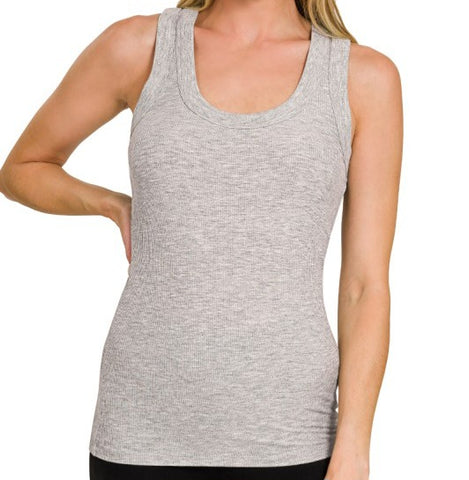 Ribbed Scoop Neck Tank Top