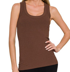 Ribbed Scoop Neck Tank Top