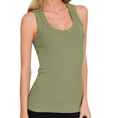 Ribbed Scoop Neck Tank Top