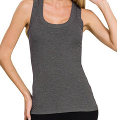 Ribbed Scoop Neck Tank Top