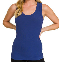 Ribbed Scoop Neck Tank Top