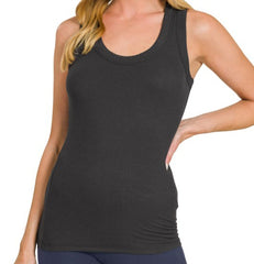 Ribbed Scoop Neck Tank Top