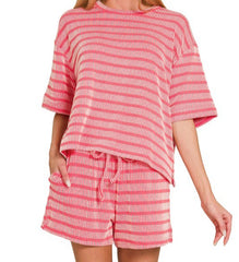 Striped Tee/Shorts Set