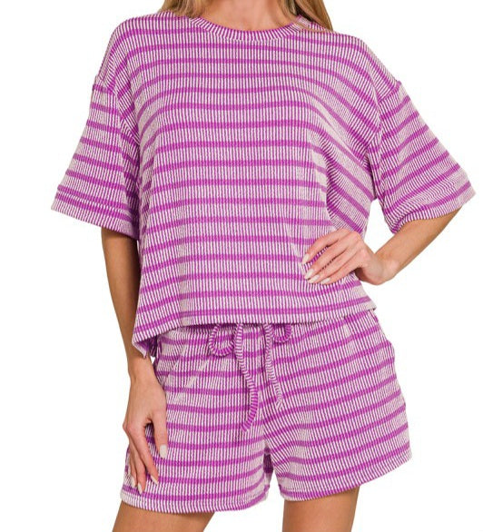 Striped Tee/Shorts Set