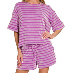 Striped Tee/Shorts Set