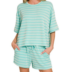 Striped Tee/Shorts Set