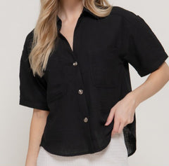 Collared Linen Top