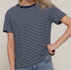 Short Sleeve Round Neck Stripe Tee