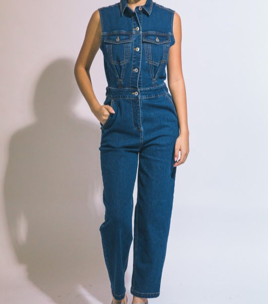 Denim Sleeveless Jumpsuit