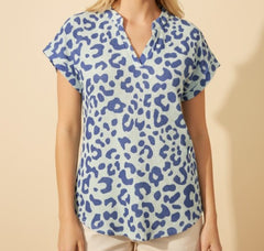 Animal Printed V-Neck Top