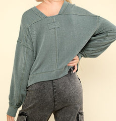 Solid Sweater Top With Back Design