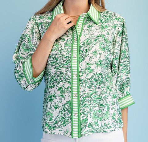 Floral Print Button Down Top