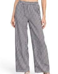 Gingham Pattern Wide Leg Pants