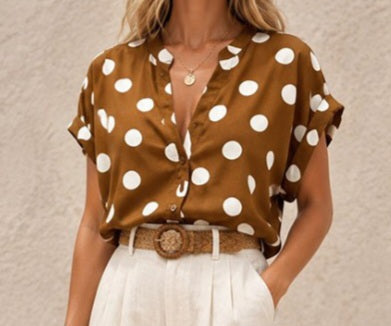 Polka Dot Button Top