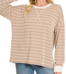 Striped Round Neck Pullover Top