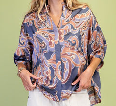 Printed Button-Down Top