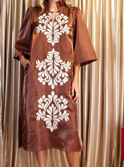 Shimmery V-Neck Midi Dress