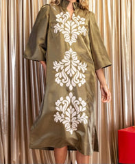 Shimmery V-Neck Midi Dress