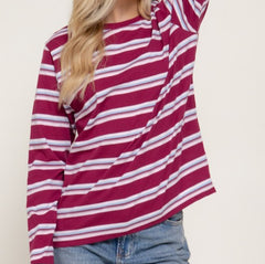 Long Sleeve Multi Stripe Knit Top