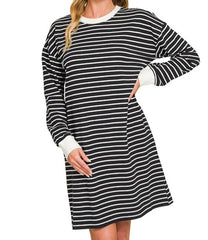 Striped Contrast T-Shirt Dress
