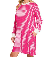 Striped Contrast T-Shirt Dress