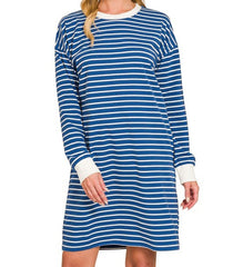 Striped Contrast T-Shirt Dress