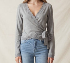 Lace Trim Wrap Top