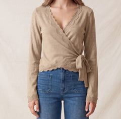 Lace Trim Wrap Top
