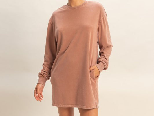 Mineral Washed Oversized Mini Sweatshirt Dress