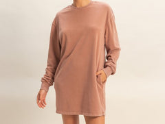 Mineral Washed Oversized Mini Sweatshirt Dress