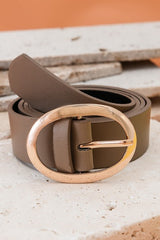 Classic Oval Buckle Leather Belt