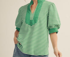 Solid Contrast Detail Stripe Top
