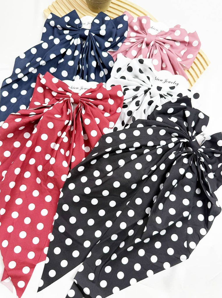 Polka Dot Bow Hair Clips