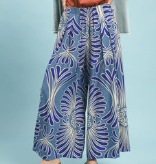 Feather Print Wide Leg Pants