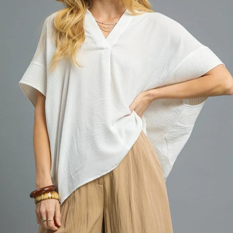 Relaxed Split Neck Boxy Top