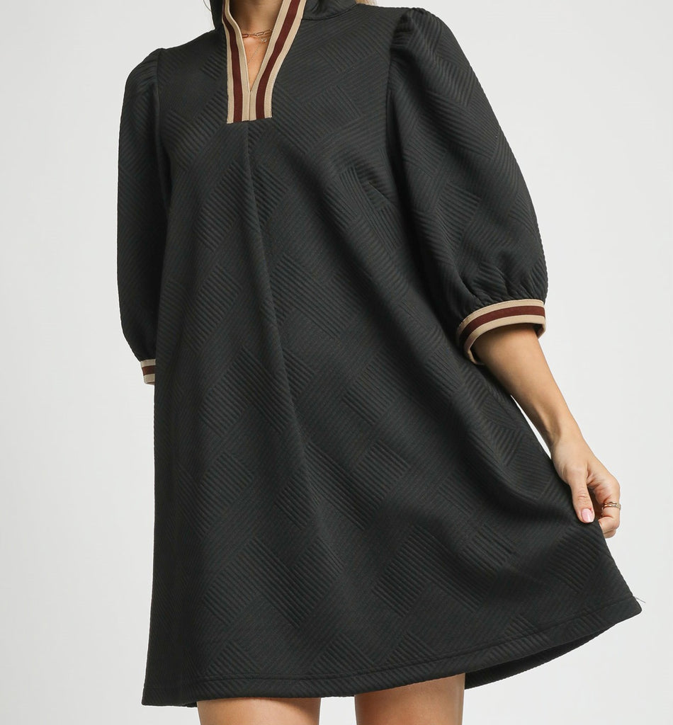High Neck Jacquard Mini Dress