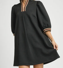 High Neck Jacquard Mini Dress