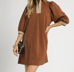 High Neck Jacquard Mini Dress