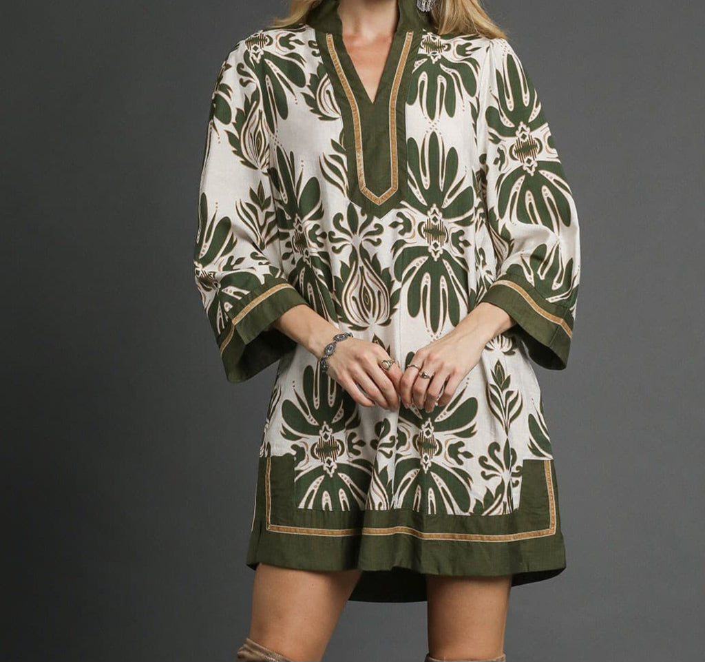 Baroque Floral Tunic/Top With Gold Trim