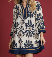 Baroque Floral Tunic/Top With Gold Trim
