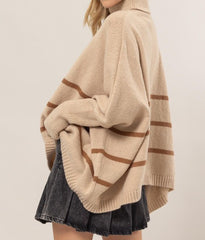 Striped Poncho Style Sweater