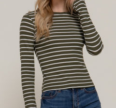 Long Sleeve Stripe Knit Top