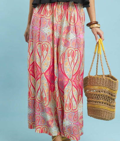 Printed Pull-On Skirt Pants
