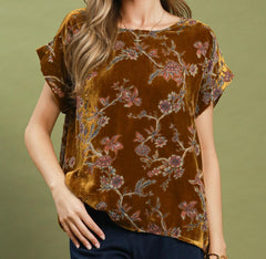 Mix Floral Velvet Boxy Top