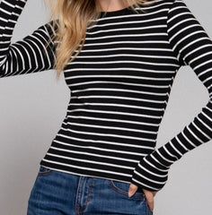 Long Sleeve Stripe Knit Top
