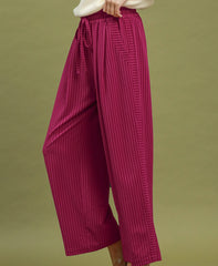 Stripe Wide Leg Pull-On Pants