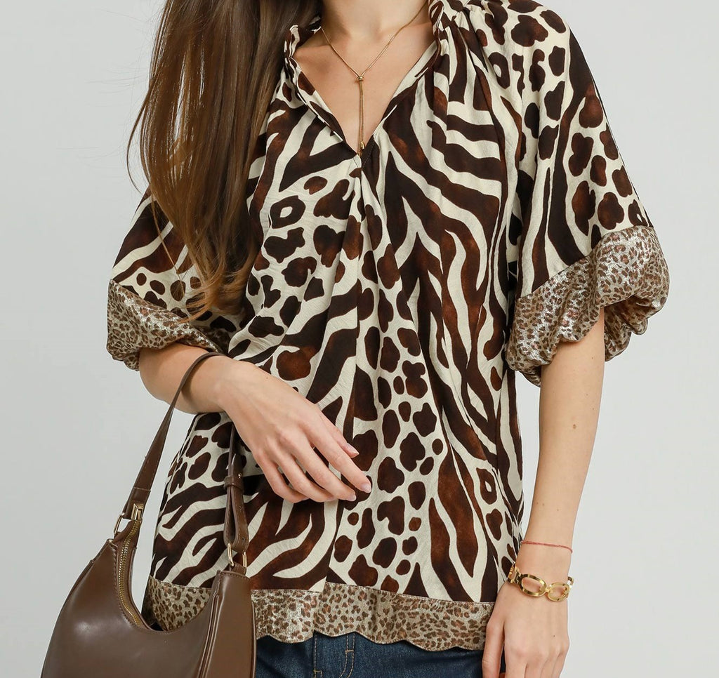 Mixed Animal Print Top
